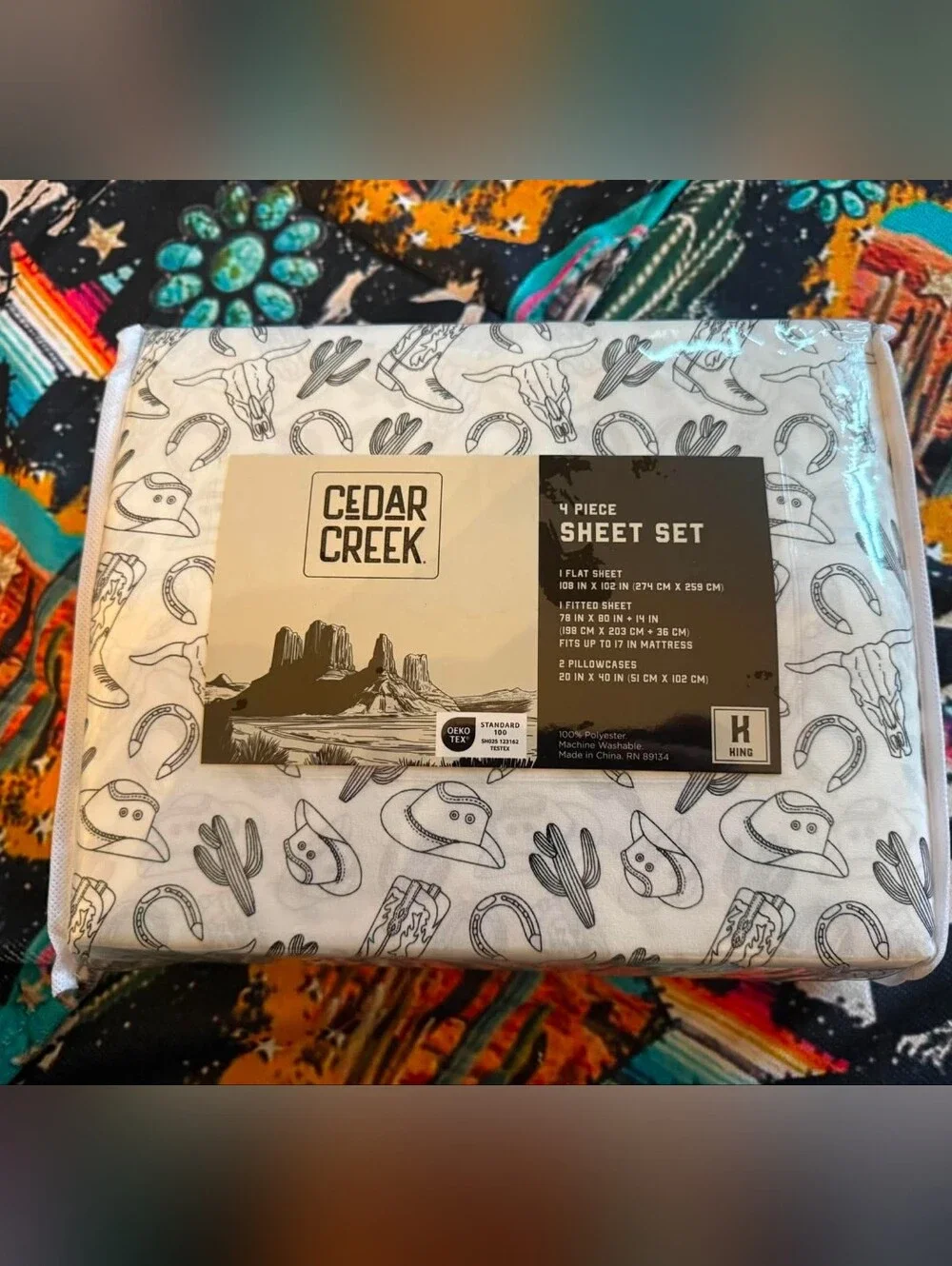 Western Print 4-Piece King Sheet Set Bedding